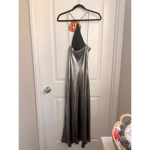 Zara FW23 Metallic Rhinestone Strappy Halter Dress Blogger Fav New Year Wedding - Picture 6 of 8